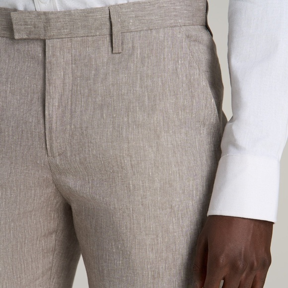 American Tall Stretch Linen Dress Pants for Tall Men in Brown Linen Size 30x38 - Picture 2 of 3